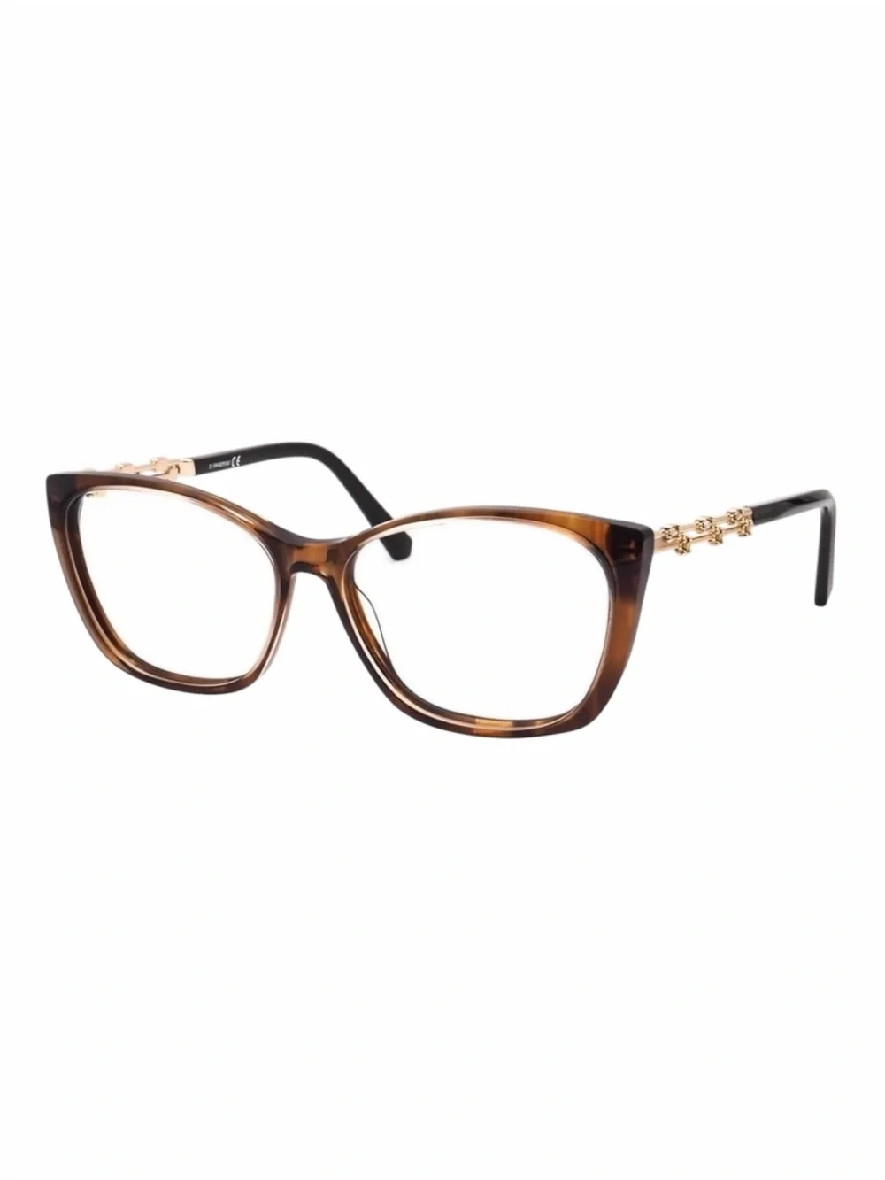 Swarovski SK5383 Cat Eye Eyeglasses NWT Brown Havana Gold Crystal Frames 54mm
